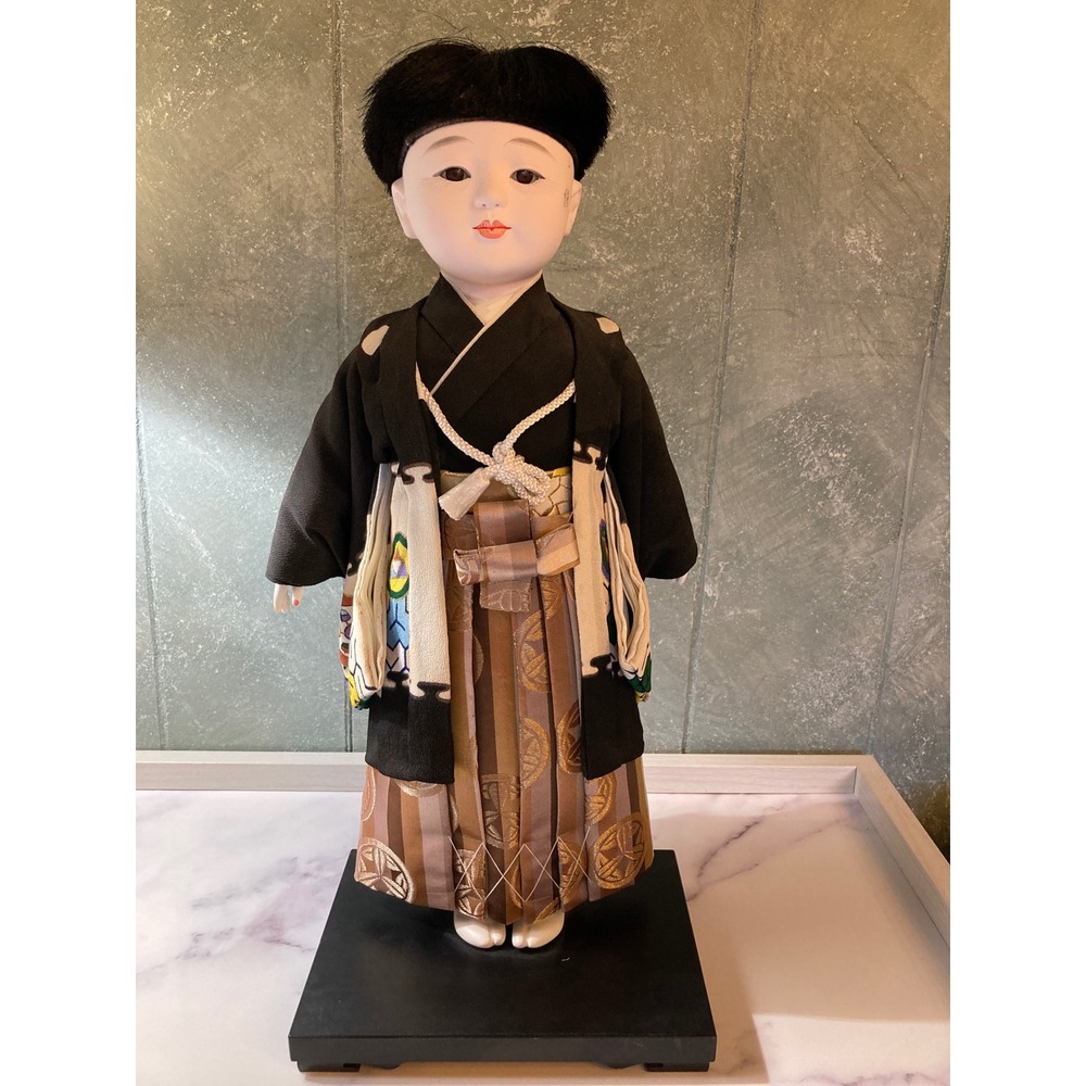 Vintage Japanese Boy Doll Kimono Gofun Handmade Ichimatsu Display Asian Decor